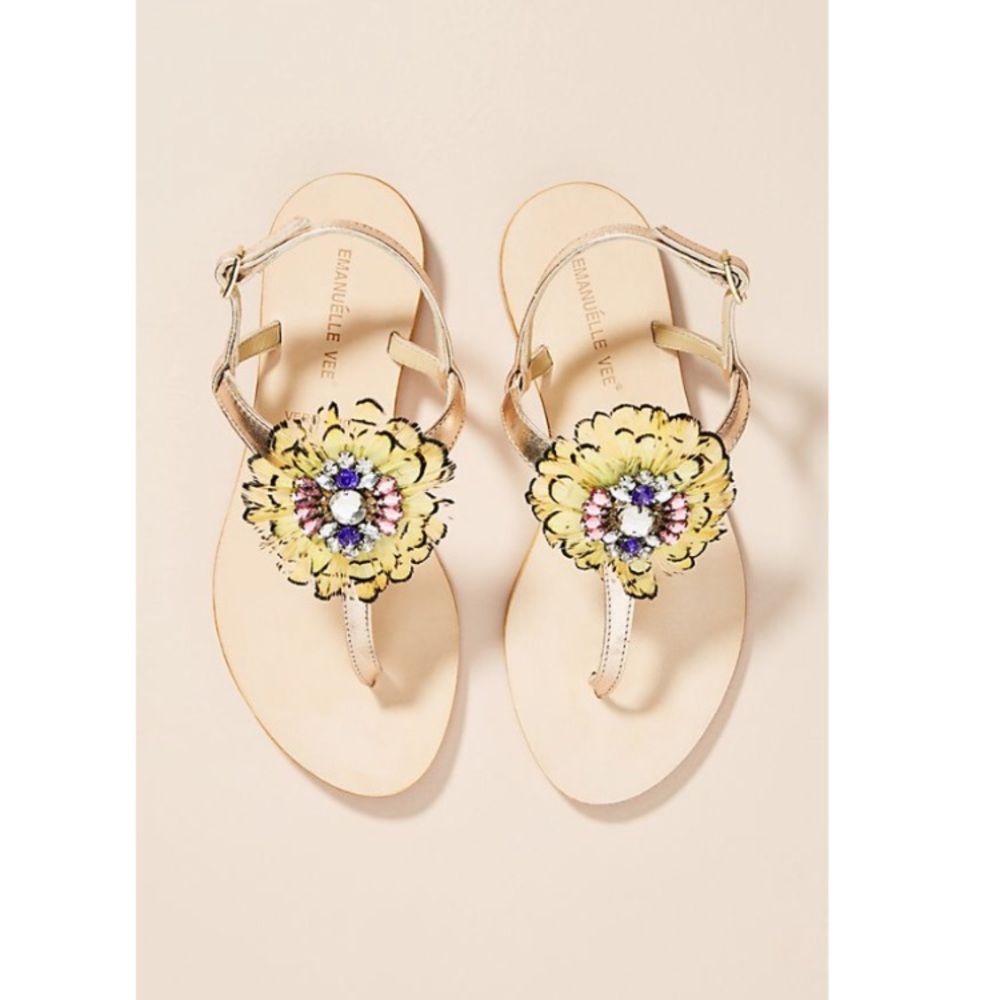 NIB Anthro Emanuelle Vee Hibiscus Sandals EU 40